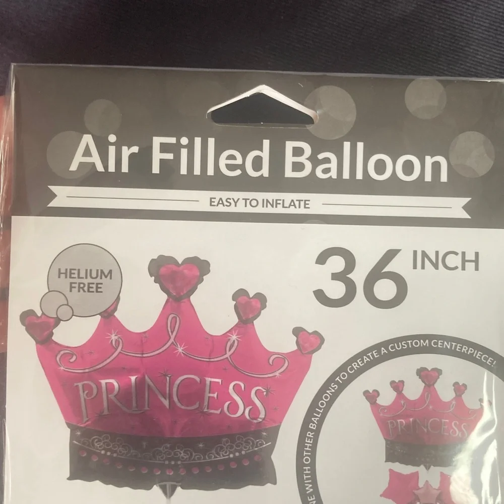 4 balloons helium free princess crown design pink 36 in blow them up your self